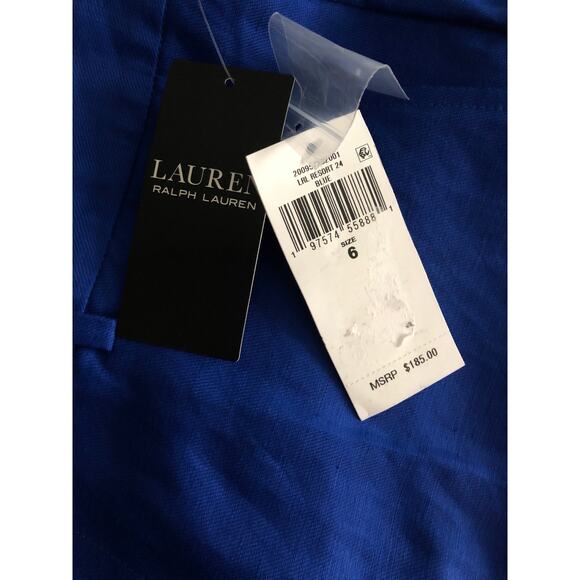 Lauren Ralph Lauren Twill Cropped Pants Women's Size 6 Linen Blend Blue NEW - Picture 8 of 11